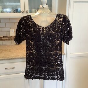 Dulcie Black Crochet Top Size Small